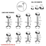 Labret Stud Tragus Earring 16G 18G 20G Threadless Push In Surgical Steel Helix Monroe - BodyJ4you