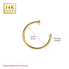 Nose Hoop Ring 14kt Gold Polished 20G Body Piercing Jewelry - BodyJ4you