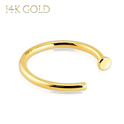 Nose Hoop Ring 14kt Gold Polished 20G Body Piercing Jewelry - BodyJ4you