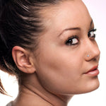 Nose Rings 20G Push Pin Stud 14Kt. Solid Gold Prong Clear Round Cubic Zirconia Gem Crystal - BodyJ4you