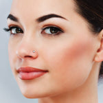 Nose Rings 20G Screw Stud 14Kt. Solid Gold Prong Clear Round Cubic Zirconia Gem Crystal - BodyJ4you