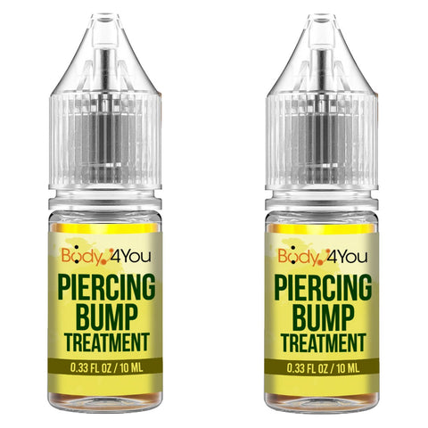 Piercing Bump Aftercare Treatment | Skin Mark Removal Keloid Soothing | Ear Lobe Tragus Nose Lip Nipple | Natural Solution Oil Drops Bottle | Pack of 2 x 0.33 Fl Oz (10ml) - BodyJ4you