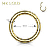 Piercing Ring 14G Hinged Clicker Segment Hoop 14Kt. Solid Gold Nose Septum Tragus Daith Ear - BodyJ4you