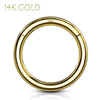 Piercing Ring 14G Hinged Clicker Segment Hoop 14Kt. Solid Gold Nose Septum Tragus Daith Ear - BodyJ4you