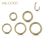 Piercing Ring 14G Hinged Clicker Segment Hoop 14Kt. Solid Gold Nose Septum Tragus Daith Ear - BodyJ4you