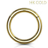 Piercing Ring 14G Hinged Clicker Segment Hoop 14Kt. Solid Gold Nose Septum Tragus Daith Ear - BodyJ4you