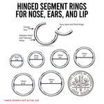 Piercing Ring 14G Hinged Clicker Segment Hoop Implant Grade Titanium Nose Septum Tragus Daith Ear - BodyJ4you