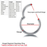 Piercing Ring Hinged Clicker Segment Hoop 4G-20G Green Steel Nose Septum Lip Tragus - BodyJ4you