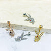 Playboy Belly Button Ring Bunny CZ Surgical Steel 14G Non-Dangle Navel Banana Bar Women Girl Body Piercing - BodyJ4you