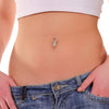 Playboy Belly Button Ring Navel Barbell Multi Paved Gems Bunny 14G Rose Gold Surgical Steel 316L Body Jewelry - BodyJ4you