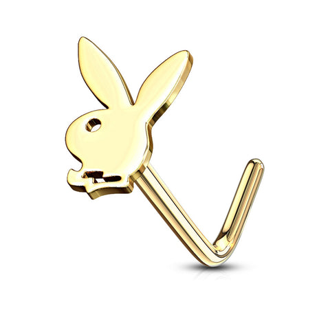 Playboy Bunny Nose Stud L-Shape Ring 20G Surgical Steel Nostril Girl Women Authentic Piercing Jewelry - BodyJ4you