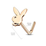 Playboy Bunny Nose Stud L-Shape Ring 20G Surgical Steel Nostril Girl Women Authentic Piercing Jewelry - BodyJ4you