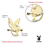Playboy Nipple Bar Bunny Crystals Double Tier Shields Goldtone 14G Jewelry 2PCS - BodyJ4you