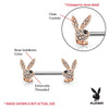 Playboy Nipple Bar Crystal Paved Bunny 14G Rose Goldtone 316L Surgical Steel Ring 2PCS - BodyJ4you