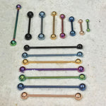 Straight Barbell Black Steel 12G-16G Nipple Tongue Genital Body Piercing Jewelry - BodyJ4you