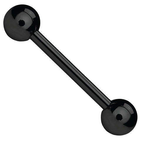 Straight Barbell Black Steel 12G-16G Nipple Tongue Genital Body Piercing Jewelry - BodyJ4you