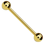 Straight Barbell Goldtone Steel 14G-16G Nipple Eyebrow Nose Tragus Piercing Jewelry - BodyJ4you