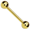 Straight Barbell Goldtone Steel 14G-16G Nipple Eyebrow Nose Tragus Piercing Jewelry - BodyJ4you