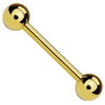 Straight Barbell Goldtone Steel 14G-16G Nipple Eyebrow Nose Tragus Piercing Jewelry - BodyJ4you