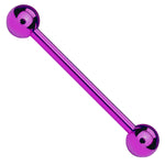 Straight Barbell Purple Steel 14G-16G Nipple Tongue Nose Tragus Piercing Jewelry - BodyJ4you