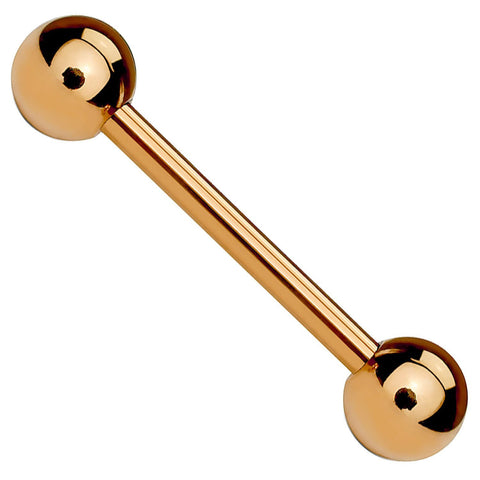 Straight Barbell Rose Goldtone Steel 14G-16G Nipple Eyebrow Nose Tragus Piercing Jewelry - BodyJ4you