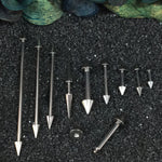 Straight Barbell Spike Closure Steel 10G-16G Nipple Eyebrow Nose Tragus Piercing Jewelry - BodyJ4you